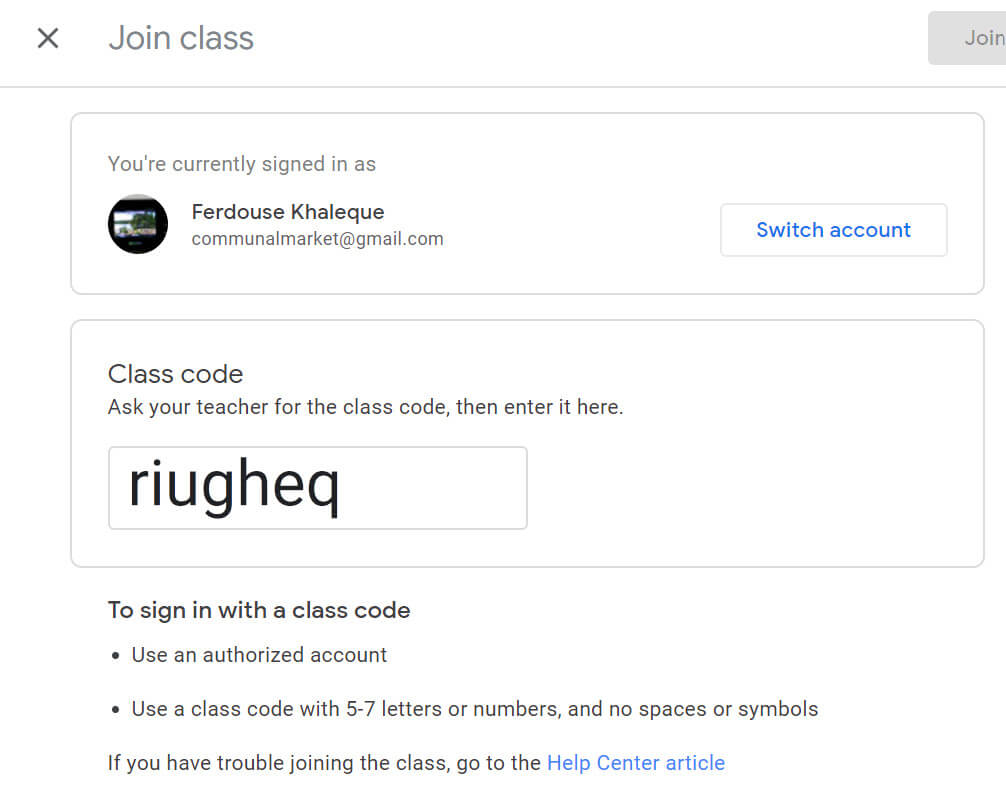 join google classroom - enter code