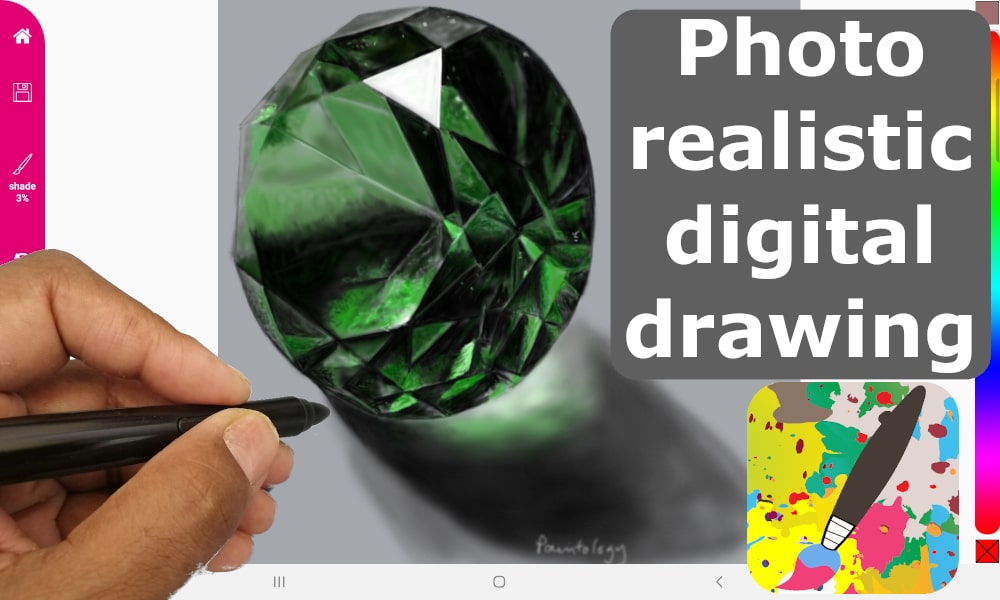 emerald photo realistic drawing featured